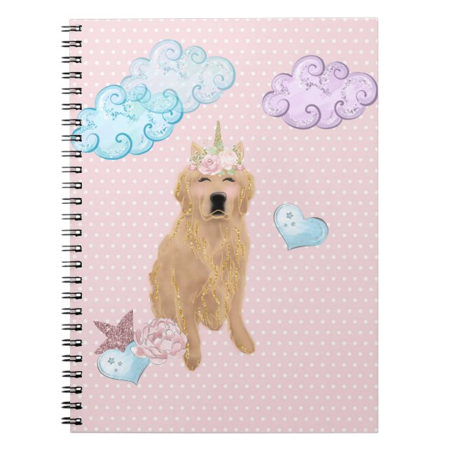Caderno Espiral Ouro Retriever Unicorn (Frente)