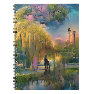 Caderno Espiral Ouro selvagem ao pôr do sol pelo lago