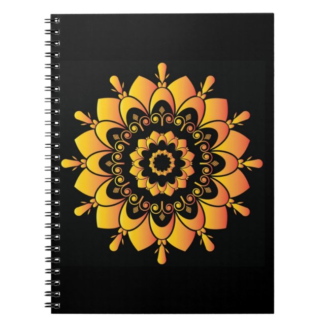 Caderno Espiral Ouro único Mandala Design (Frente)