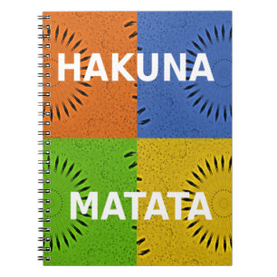 Caderno Espiral Ouro Vermelho Azul Verde Matata Hakuna