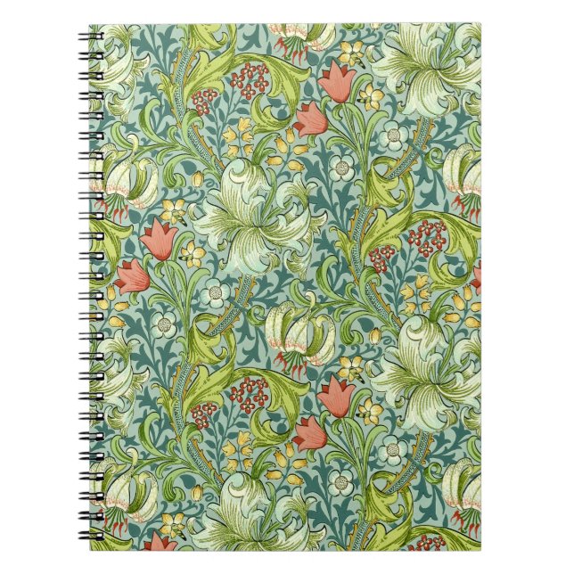 Caderno Espiral Ouro William Morris Lily Vintage (Frente)