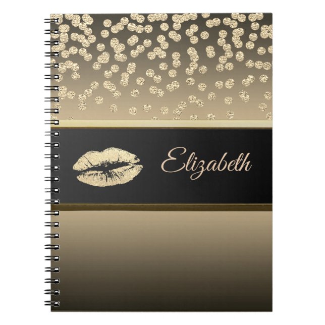 Caderno Espiral Ouros Dourados Elegantes - Lip De Gliteria Persona (Frente)