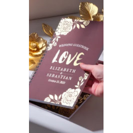 Caderno Espiral Ouros Modernos do Guestbook Burgundy Vermelho