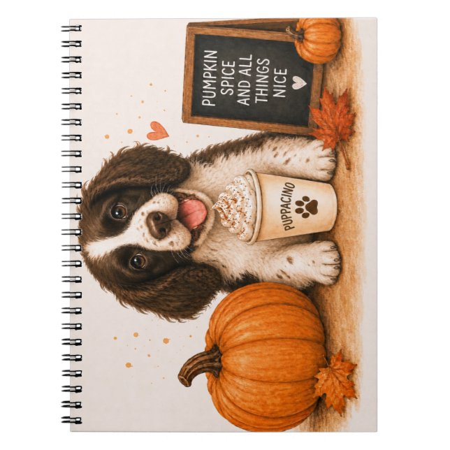 Caderno Espiral Outono do Springer Spaniel (Frente)