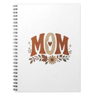 Caderno Espiral Outono Mãe Boho Floral Terracota Retro Terroso Sel