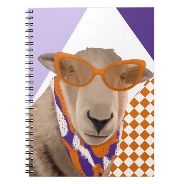 Caderno Espiral Ovelha Bonita Com Óculos (Frente)