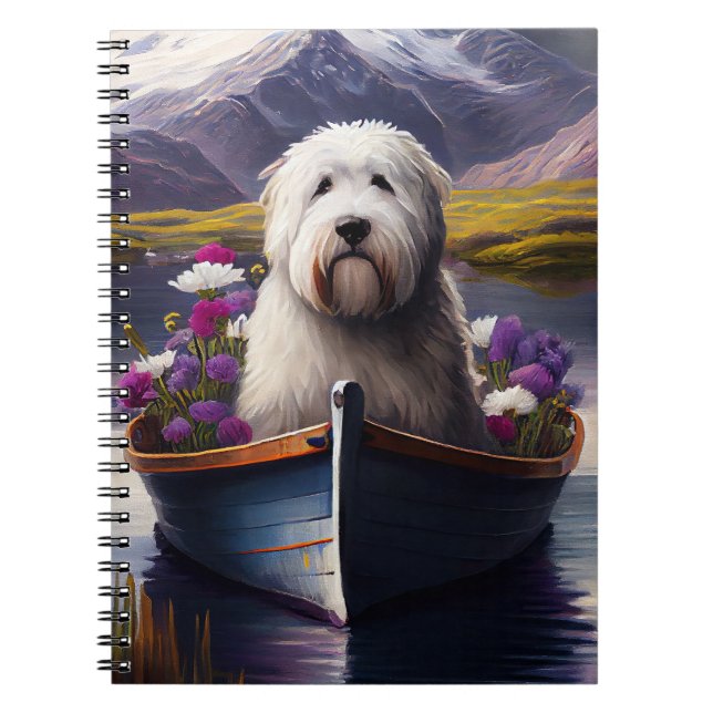Caderno Espiral Ovelha Cachorro de Inglês em Paddle: Uma aventura  (Frente)