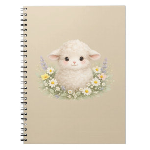 Caderno Espiral Ovelhas Caprichosas e Flores Silvestres para um Ch