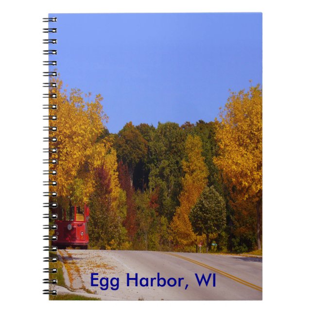 Caderno Espiral Ovo Harbour, WI Fall Season com carro de rolley (Frente)