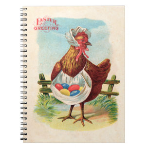 Caderno Espiral Ovos Antiguos de Fazenda de frango páscoa