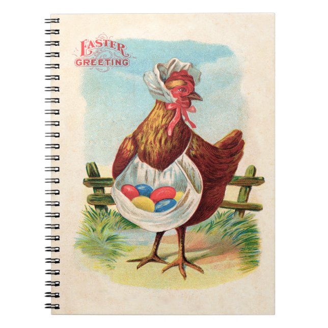 Caderno Espiral Ovos Antiguos de Fazenda de frango páscoa (Frente)