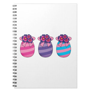 Caderno Espiral Ovos de Páscoa com Flores e Fita
