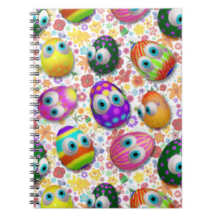 Caderno Espiral Ovos de Páscoa de desenho animado fofos e engraçad