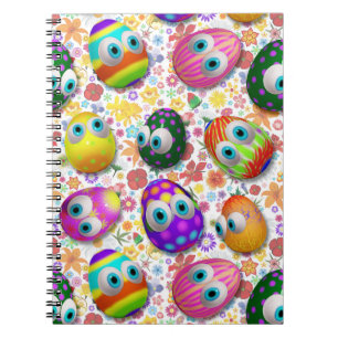 Caderno Espiral Ovos de Páscoa de desenho animado fofos e engraçad