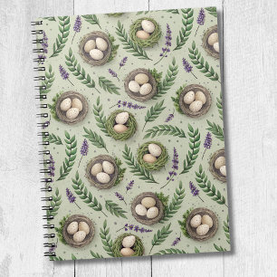 Caderno Espiral Ovos de Páscoa Simples em Verde Sage com Ninnho de