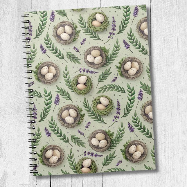 Caderno Espiral Ovos de Páscoa Simples em Verde Sage com Ninnho de (Criador carregado)