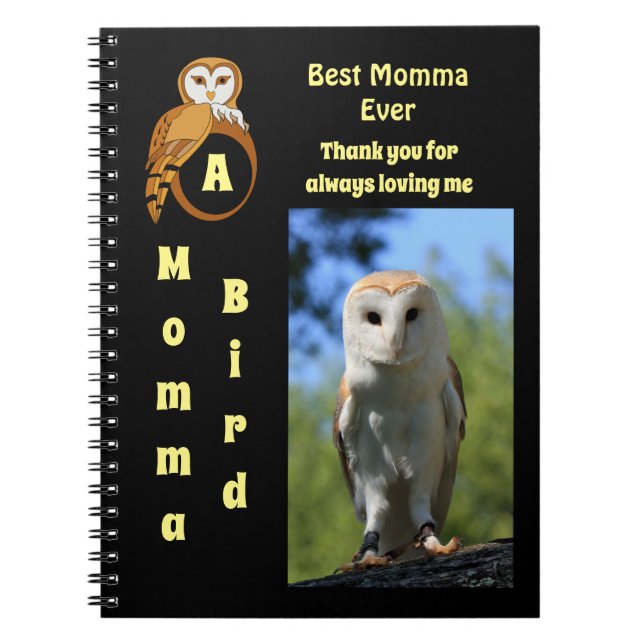 Caderno Espiral Owl Best Momma Ever Fotoon Name (Frente)