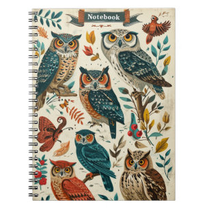 Caderno Espiral Owls Vintage