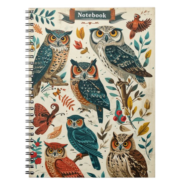 Caderno Espiral Owls Vintage (Frente)
