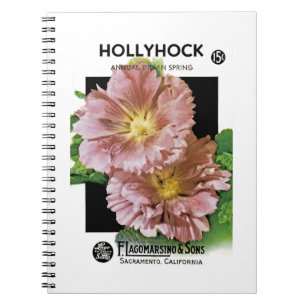 Caderno Espiral Pacote de Semente Hollyhock Vintage