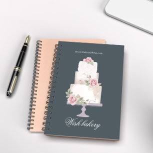 Caderno Espiral padaria elegante do bolo de casamento de três cam