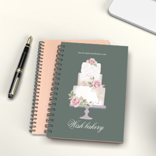 Caderno Espiral padaria elegante do bolo de casamento de três cam