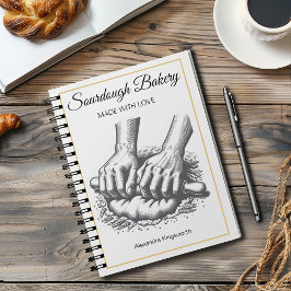 Caderno Espiral Padeiro vintage retrô de massa azeda artesanal par