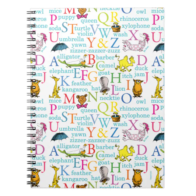 Caderno Espiral Padrão ABC do Dr. Seuss com palavras