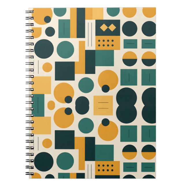 Caderno Espiral padrão abstrato Bauhaus (Frente)
