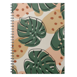 Caderno Espiral padrão abstrato boho monstera. PA sem costura mod