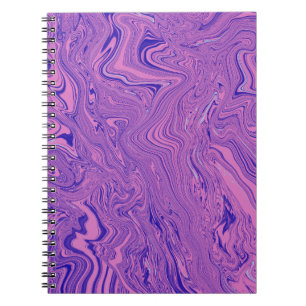 Caderno Espiral Padrão Abstrato de Mármore Líquido Violeta