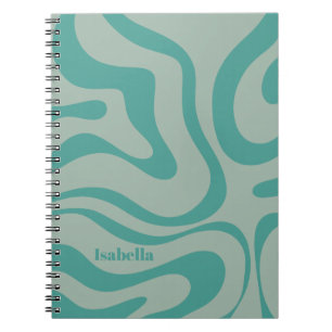 Caderno Espiral Padrão Abstrato de Remoinho Líquido Retro Personal