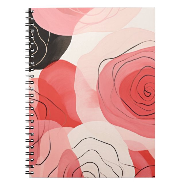 Caderno Espiral padrão abstrato de rosa (Frente)