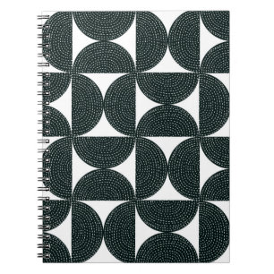 Caderno Espiral Padrão abstrato decorativo preto sem soldadura no