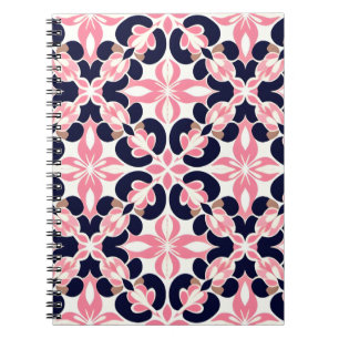 Caderno Espiral Padrão Abstrato Floral Colorido