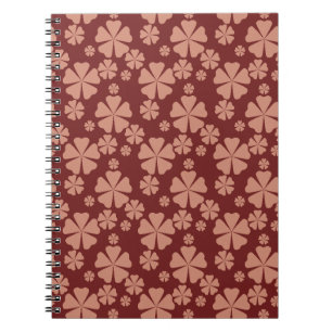 Caderno Espiral Padrão Abstrato Floral Silenciado Marrom