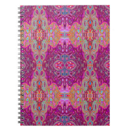 Caderno Espiral Padrão abstrato Magenta Rosa, Azul e Vermelho do G