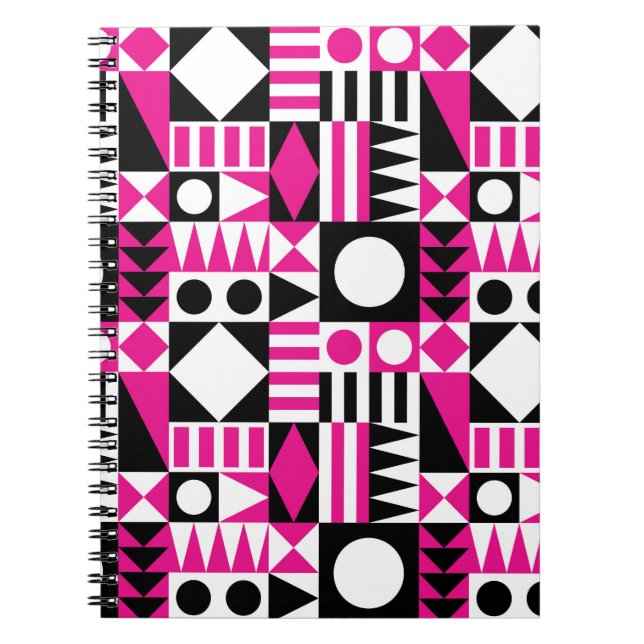 Caderno Espiral Padrão abstrato moderno do século médio. (Frente)