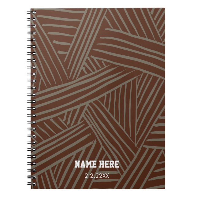 Caderno Espiral Padrão Abstrato Moderno script Nome Personalizado (Frente)