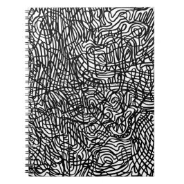 Caderno Espiral Padrão abstrato preto e branco