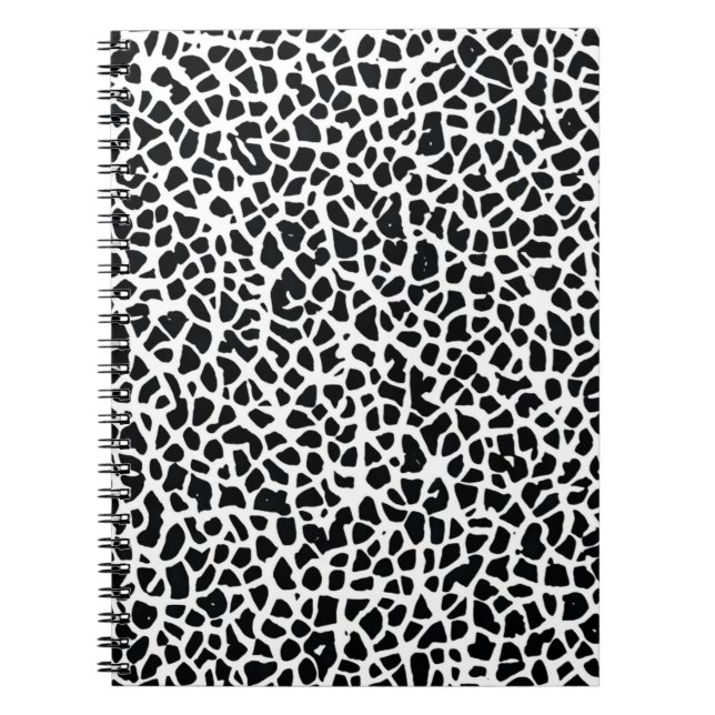 Caderno Espiral Padrão abstrato preto e branco (Frente)
