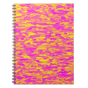 Caderno Espiral Padrão Abstrato Rosa Amarelo Laranja