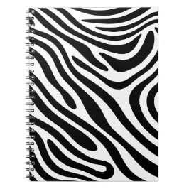 Caderno Espiral Padrão abstrato Zebra Swirl (preto e branco)