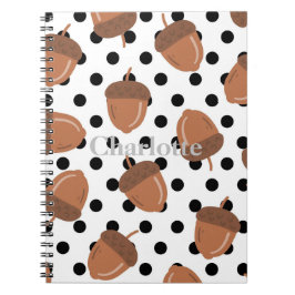 Caderno Espiral Padrão Acorn Black Dots Autumn Y2K