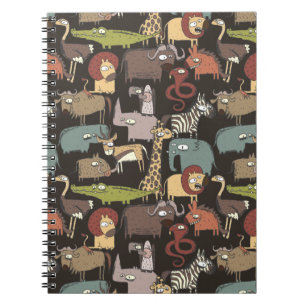 Caderno Espiral Padrão Africano de Animais