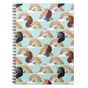 Caderno Espiral Padrão Afro Unicorn Rainbow e Heart