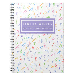 Caderno Espiral Padrão Alfabeto Fofo - Crianças ou Professor