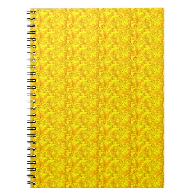 Caderno Espiral Padrão Amarelo Marigold Floral Sem Vista (Frente)