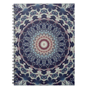Caderno Espiral Padrão arábico de mandala ornamental redonda sem c