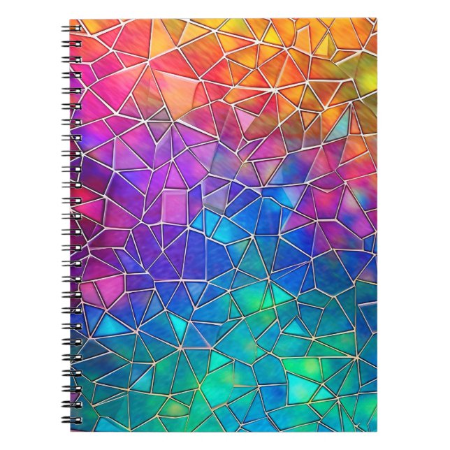 Caderno Espiral Padrão Arco-Íris de Vidro Estreito (Frente)